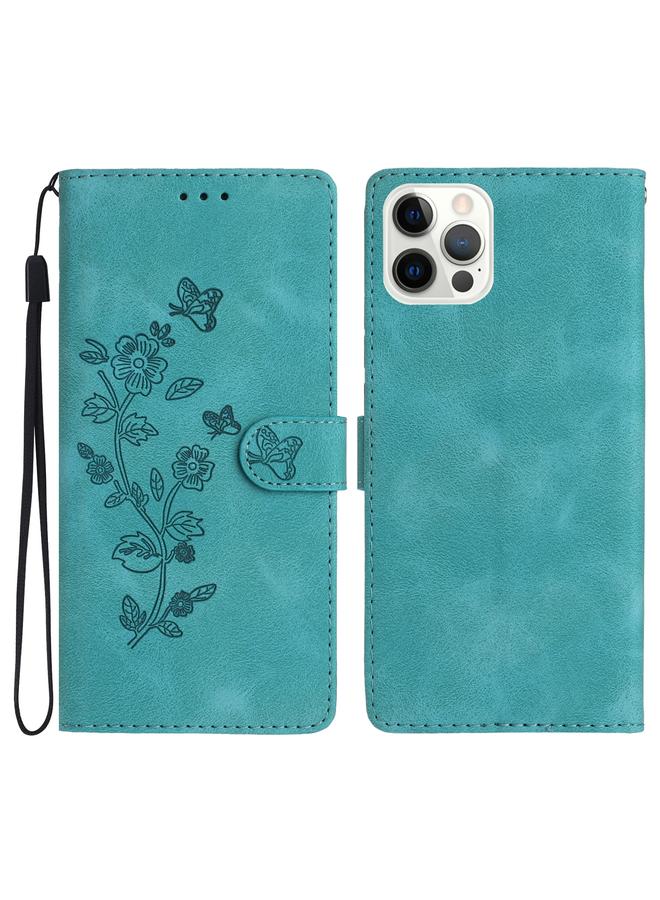 Zaboon Case For iPhone 13 Pro Max Flower Butterfly Embossing Pattern Leather Phone Case - Image 1