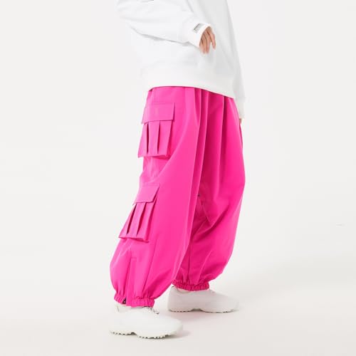 SEARIPE Mens Cargo Ski Pants Waterproof Baggy Pants Women Insulated Snow Pants Snowboarding Pants Winter Outdoor Sports(JT0039,Rose,S) - Image 5