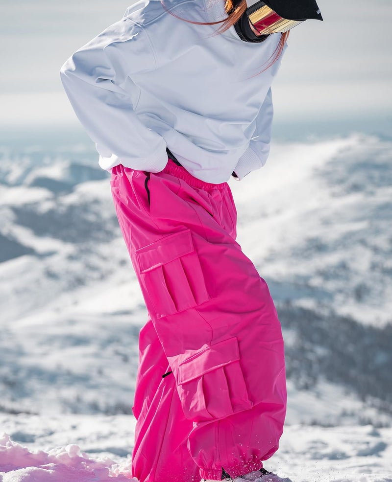 SEARIPE Mens Cargo Ski Pants Waterproof Baggy Pants Women Insulated Snow Pants Snowboarding Pants Winter Outdoor Sports(JT0039,Rose,S) - Image 3