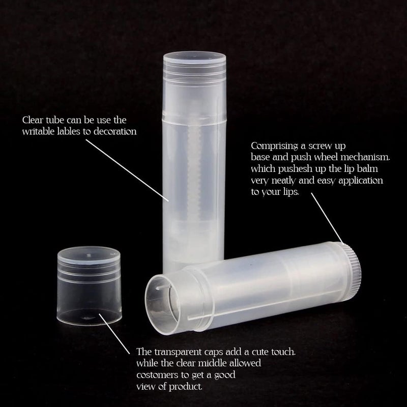 Street27 ® 25 قطعة أنابيب بلسم شفاه 5 جرام قابلة للدوران، زجاجات بلاستيكية فارغة شفافة لإعادة تعبئة بلسم الشفاه، حاويات تجميلية مع أغطية لأقلام الشفاه محلية الصنع (25) - Image 5