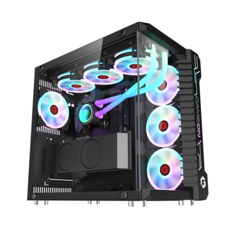 Emperor Midnight III Series Mid Tower PC Gaming Case, 120mm ARGB+PWM Lighting, Tempered Glass, Pre-installed RGB Cooling Fans Computer case, Dust Filters, Wide Motherboard Compatibility, Black - Image 1