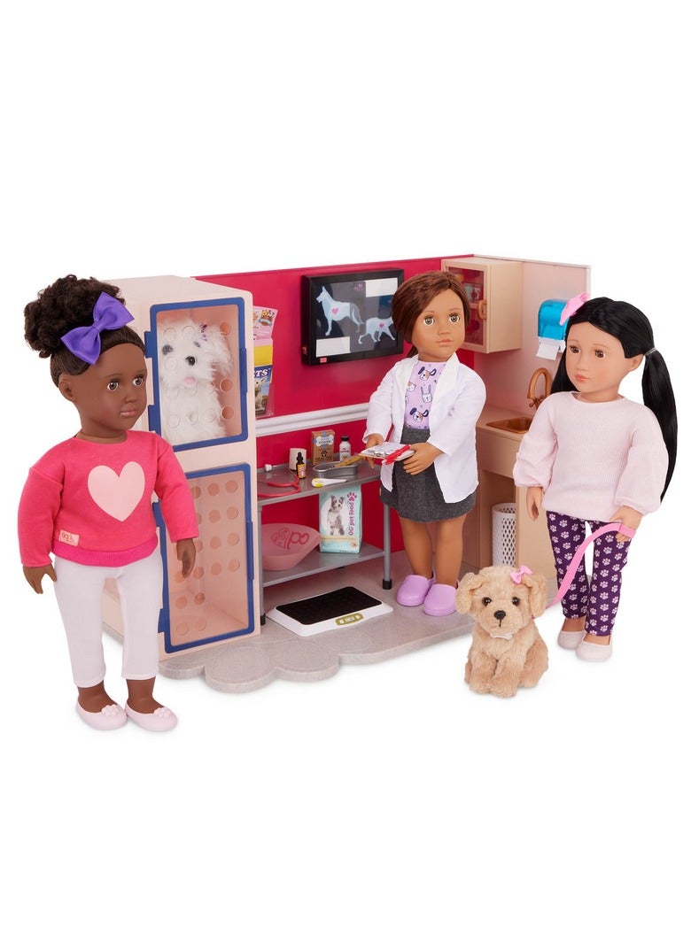 Generic Vet Clinic Playset – 18-inch Doll Accessories – Plush Pets