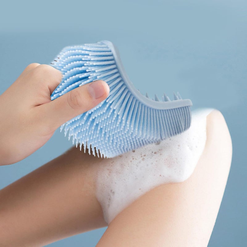 3pcs Square Silicone Exfoliating Body Scrubber Set Dual Sided Bath Brush With Massage Bristles In Pink Blue Green - Image 5