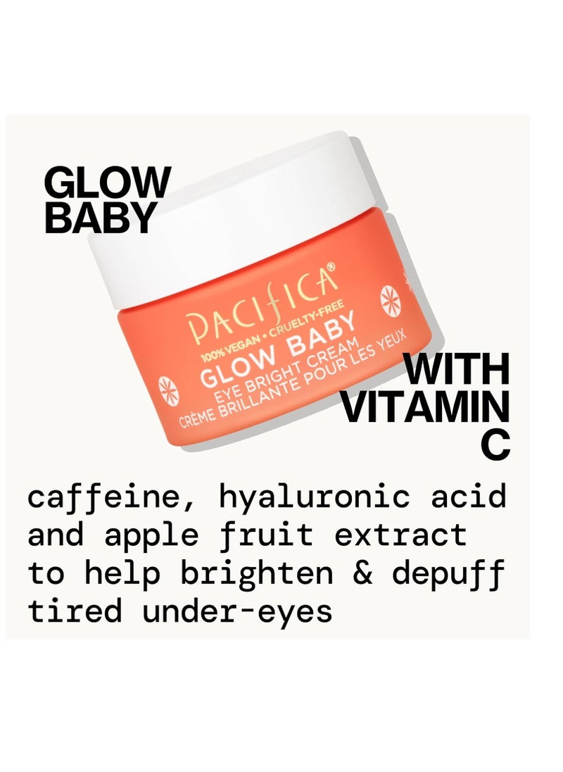 Pacifica Pacifica Glow Baby Brightening Eye Cream – Vitamin C Under Eye Cream for Dark Circles & Puffiness, Caffeine-Infused Eye Brightener for Tired Eyes Fragrance-Free 0.5 oz Clean Vegan Dermatologist Tested  - Image 3
