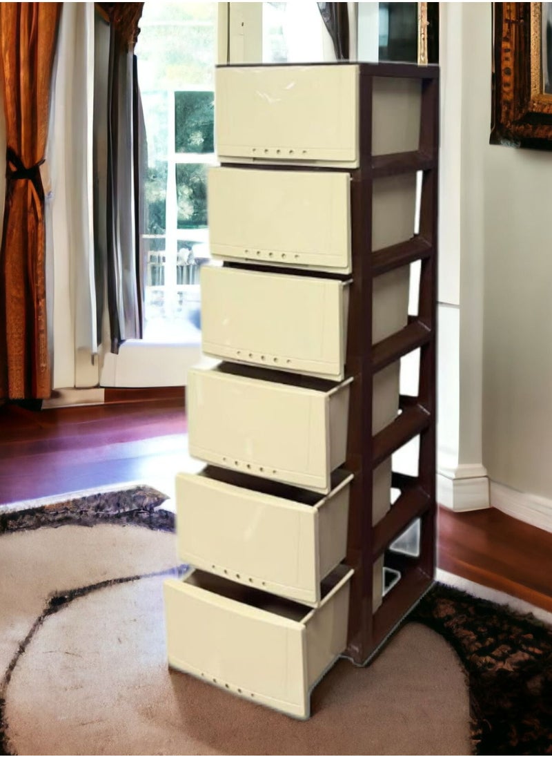 Faller 6-Layer Storage Drawer Cabinet Brown/Beige 42x124x34 cm  - Image 2