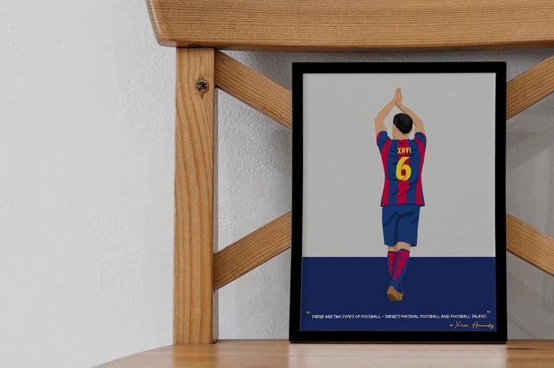 QUOTE - UNQUOTE ART Xavi Hernandez Framed Print Barcelona FC Legend Original Football 34x44 cm Black Frame - Image 4