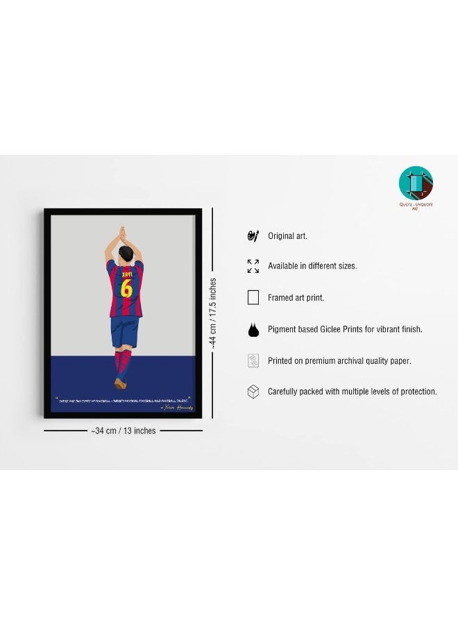 QUOTE - UNQUOTE ART Xavi Hernandez Framed Print Barcelona FC Legend Original Football 34x44 cm Black Frame - Image 5