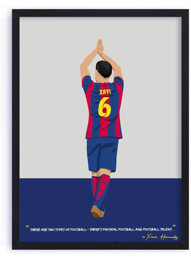 QUOTE - UNQUOTE ART Xavi Hernandez Framed Print Barcelona FC Legend Original Football 34x44 cm Black Frame - Image 1