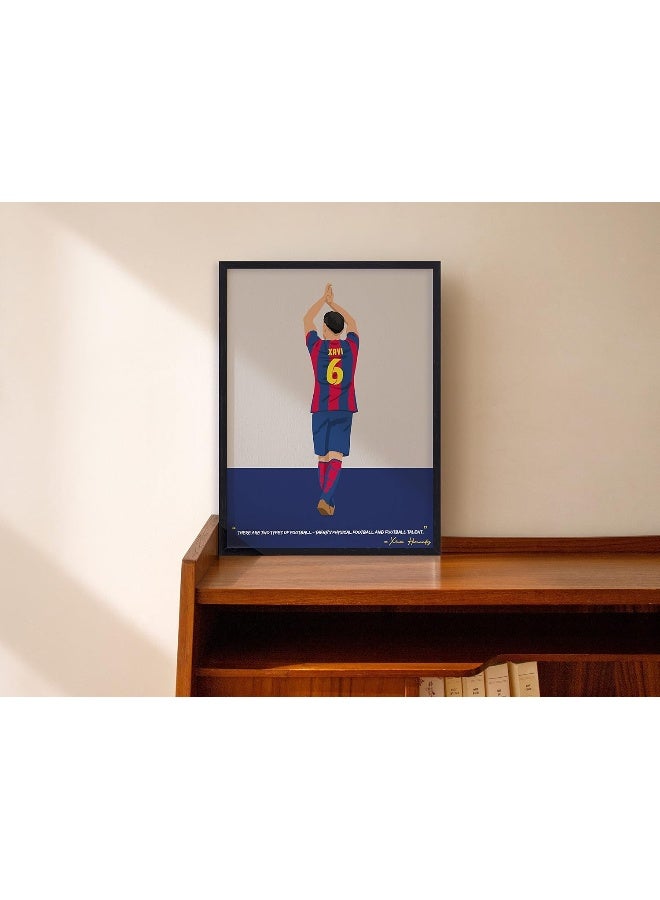 QUOTE - UNQUOTE ART Xavi Hernandez Framed Print Barcelona FC Legend Original Football 34x44 cm Black Frame - Image 2