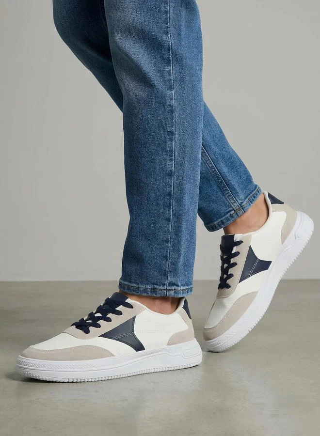 Styli  Men Off White Contrast Panel Sneakers for Men | Best Price UAE