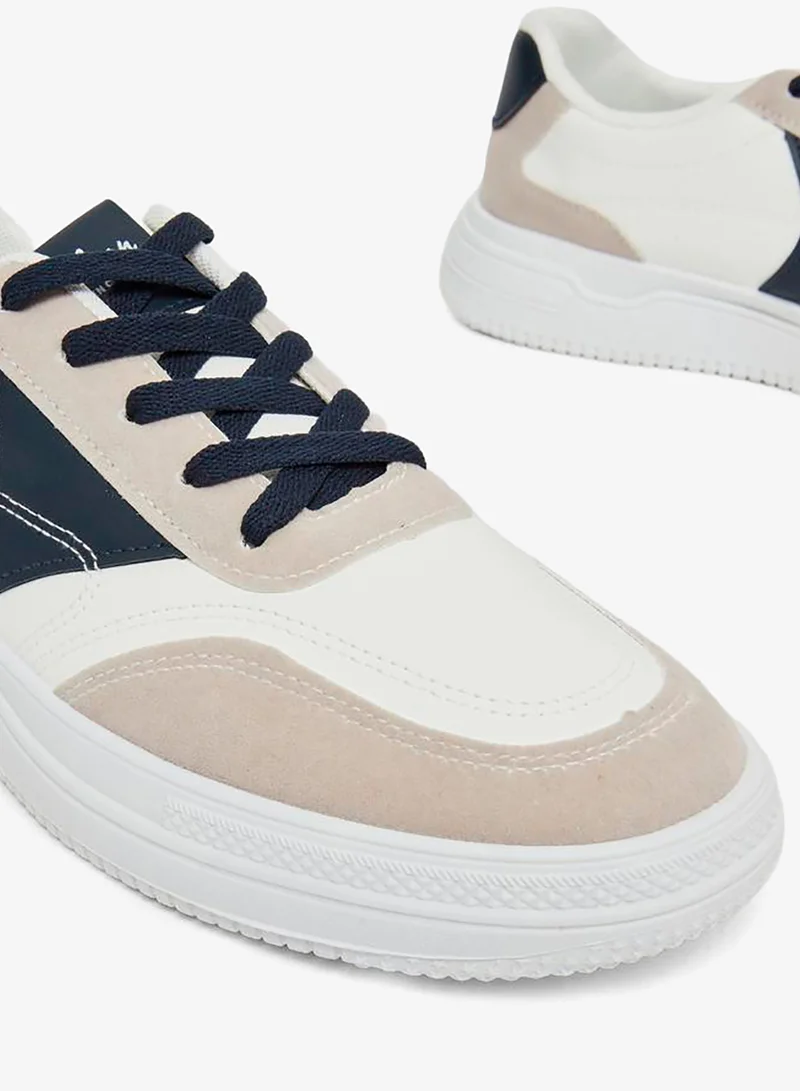 Styli  Men Off White Contrast Panel Sneakers for Men | Best Price UAE