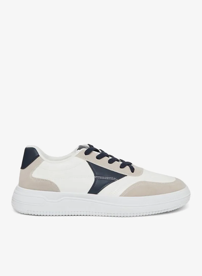 Styli Men Off White Contrast Panel Sneakers