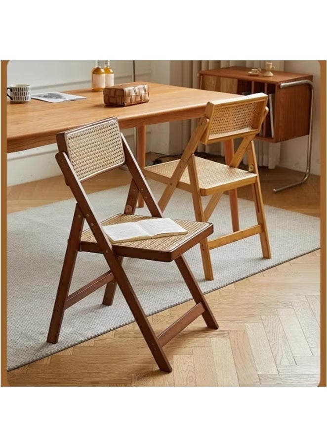 XiuWoo Foldable Wooden Chair - Lightweight Rattan Seat for Dining Room, Living Room, Outdoor Camping | No Assembly Required, Space Saving Design | Arts & Crafts Style Patio Furniture (beige) - Image 5