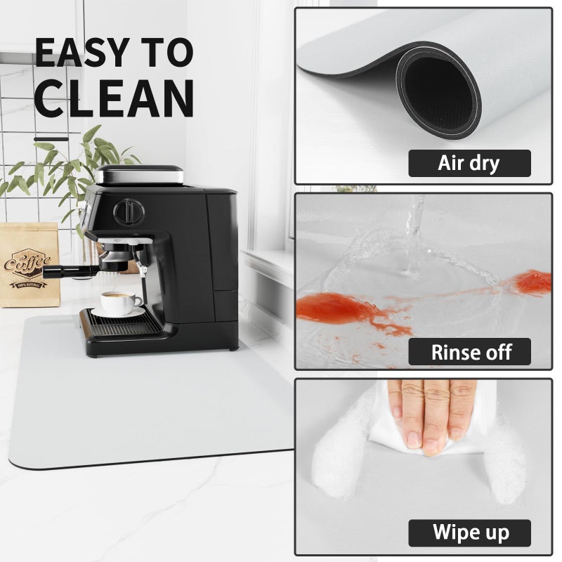 HotLive Coffee Mat - Absorbent Hide Stain Rubber Backed Dish Drying Mat for Kitchen Counter - Bar Mats for Countertops Accessories Fit Under Coffee Maker Espresso Machine - Image 4