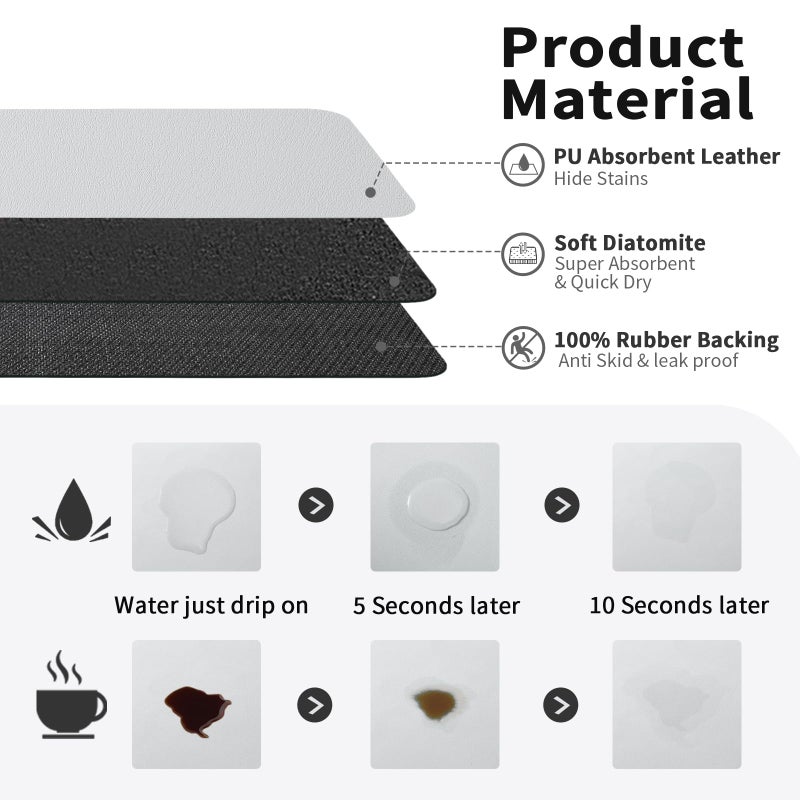 HotLive Coffee Mat - Absorbent Hide Stain Rubber Backed Dish Drying Mat for Kitchen Counter - Bar Mats for Countertops Accessories Fit Under Coffee Maker Espresso Machine - Image 2