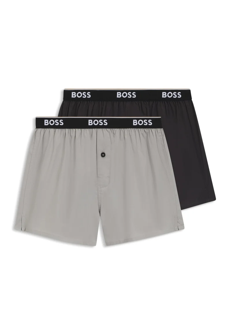 بوس طقم شورت بيجامة قطن بحزام خصر بشعار عبوتين