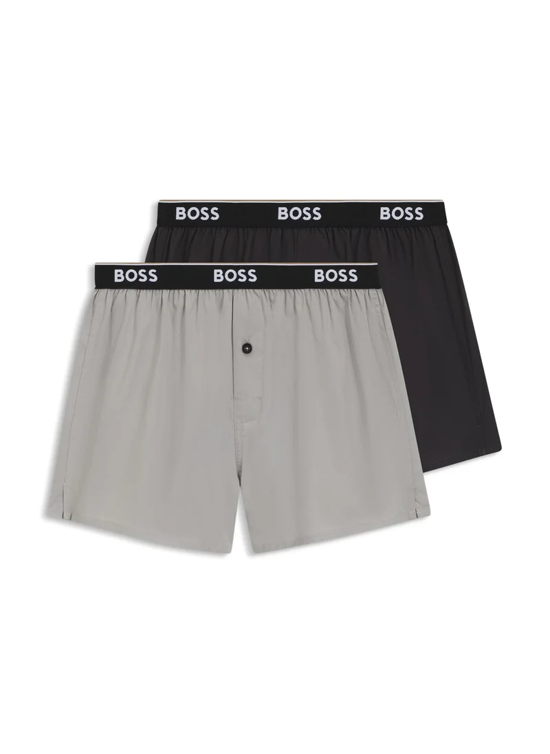 BOSS Two-pack of cotton pyjama shorts with logo waistbands