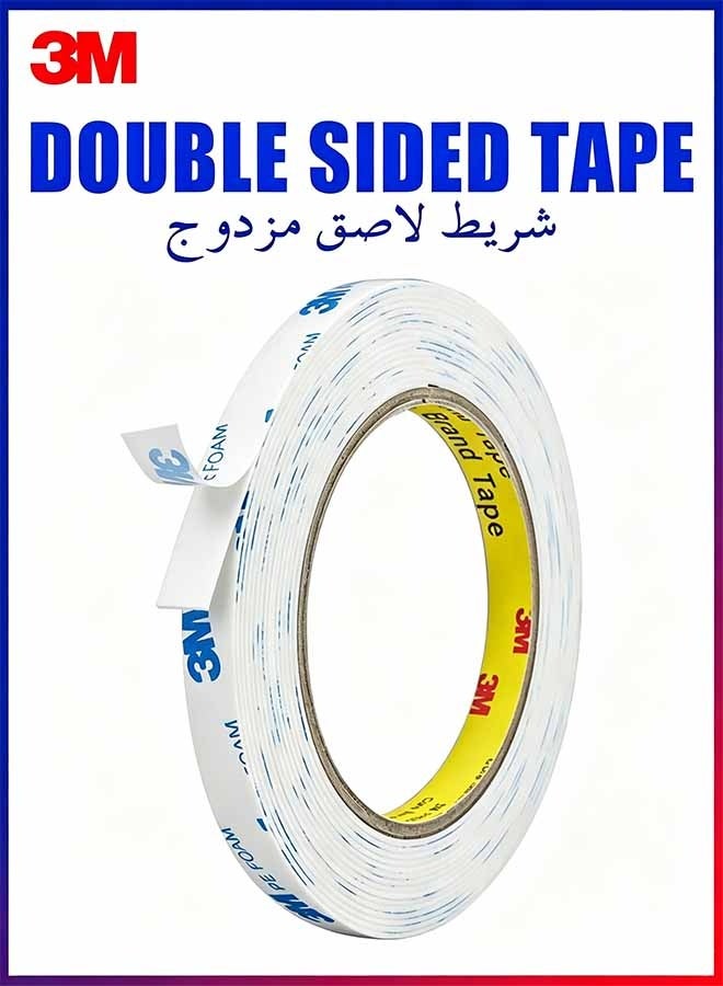 ثري ام شريط لاصق مزدوج الجوانب 1 سم * 3 م، شريط تثبيت شديد التحمل، شرائط من فوم البولي ايثيلين قابلة للازالة، شريط لاصق قوي مقاوم للماء ولا يسبب تلف للطلاء والحائط والصور والملصقات المعلقة - Image 1