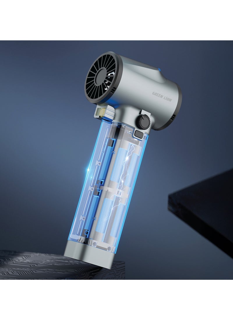 Turbo Blower 750W with LED Spotlight & 11-Blade Motor / 1.4 Kg Thrust / Turbo Mode / Bigger Airflow & More Safety / Main Body Metal Painting / Bottom One-touch on/off Control / Breathing Energy Light on Top - Silver
