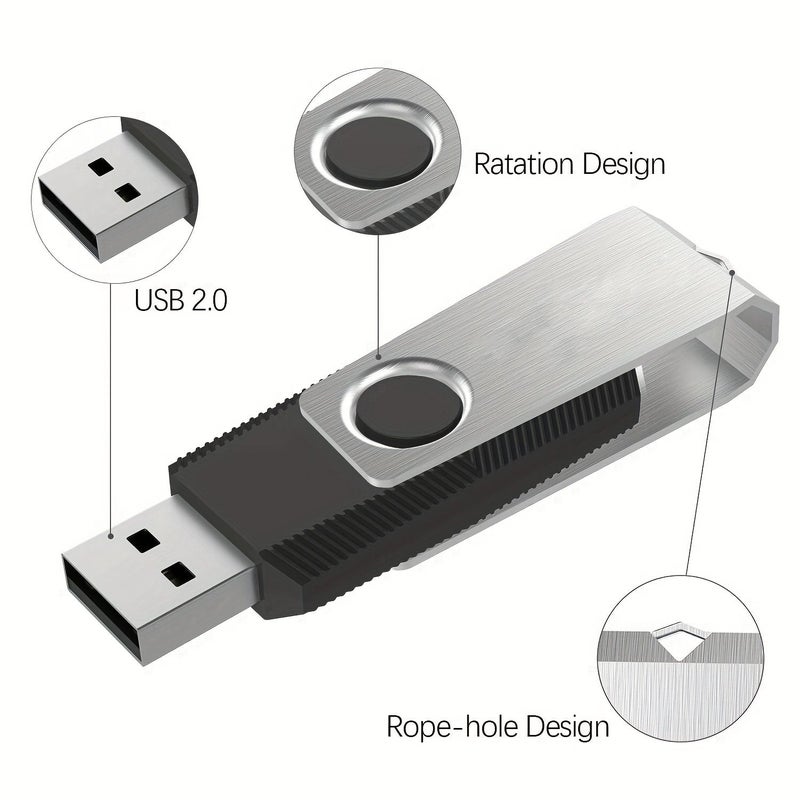 3 قطع من محرك أقراص فلاش USB 2.0 سعة 64 جيجابايت، غطاء معدني دوار بزاوية 360 درجة، محرك إبهام وقلم تخزين - Image 2