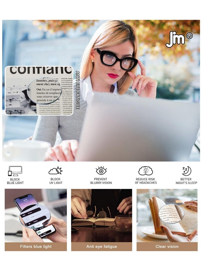 JM 3 Pack Oversized Cat Eye Reading Glasses For Women Funky Blue Light Flexible Cateye Readers +1.75 - Image 4