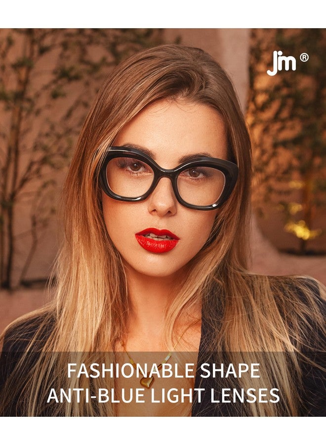 JM 3 Pack Oversized Cat Eye Reading Glasses For Women Funky Blue Light Flexible Cateye Readers +1.75 - Image 3
