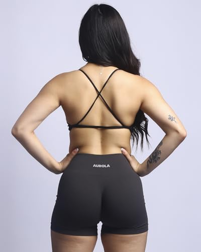 AUROLA Power Workout Shorts for Women 3 Pieces Pack Set,Pack(Black/Chocolate Torte/Mocha),M - Image 5