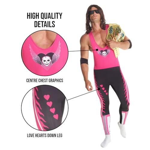 Morph Bret Hart Costume, Bret the Hitman Hart WWE Costume Adult, Wrestling Costumes for Men, Halloween Costumes for Men, Large - Image 3