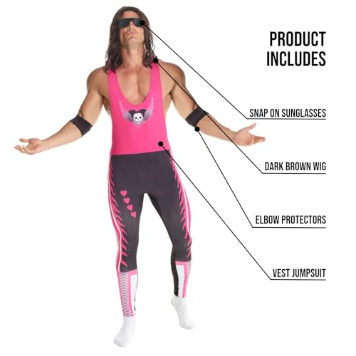 Morph Bret Hart Costume, Bret the Hitman Hart WWE Costume Adult, Wrestling Costumes for Men, Halloween Costumes for Men, Large - Image 2