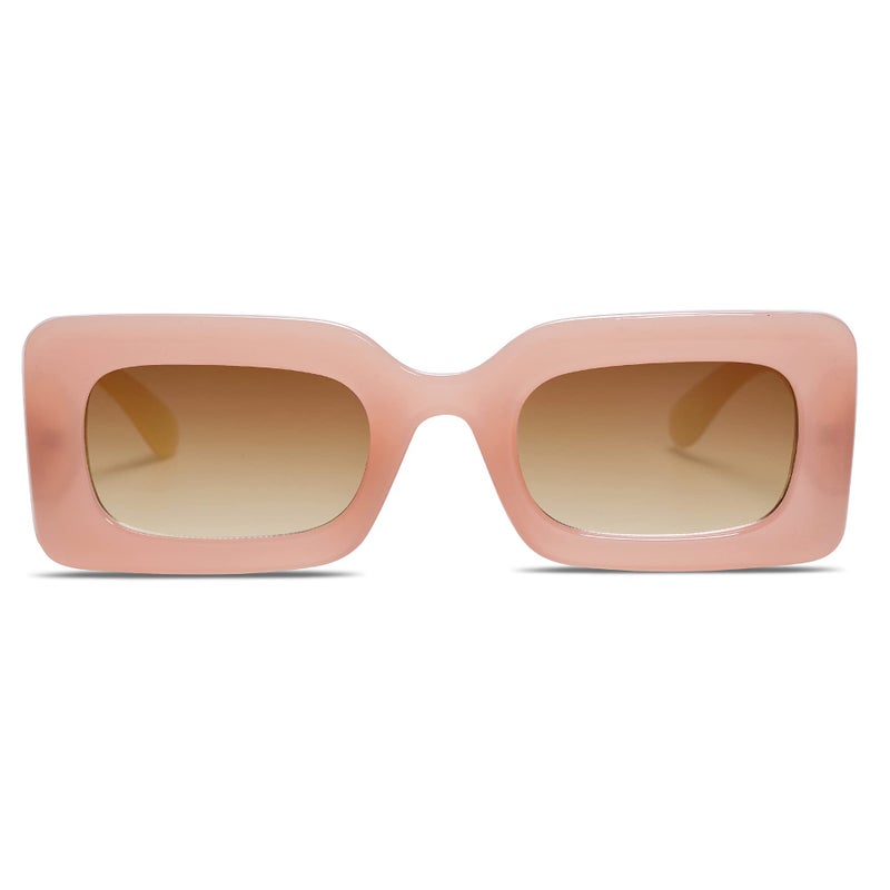 SOJOS Retro 90s Nude Rectangle Sunglasses Womens Mens Trendy Chunky Glasses Pink Frame Brown Lens - Image 5