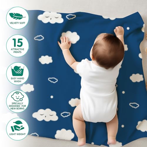 1ST STEP New Born Baby Blanket All Season Printed Single Super Soft Wrapper Sheet for AC Room for Baby Boys, Baby Girls, Babies (Cloud, 70 X 100 cms) - Image 3
