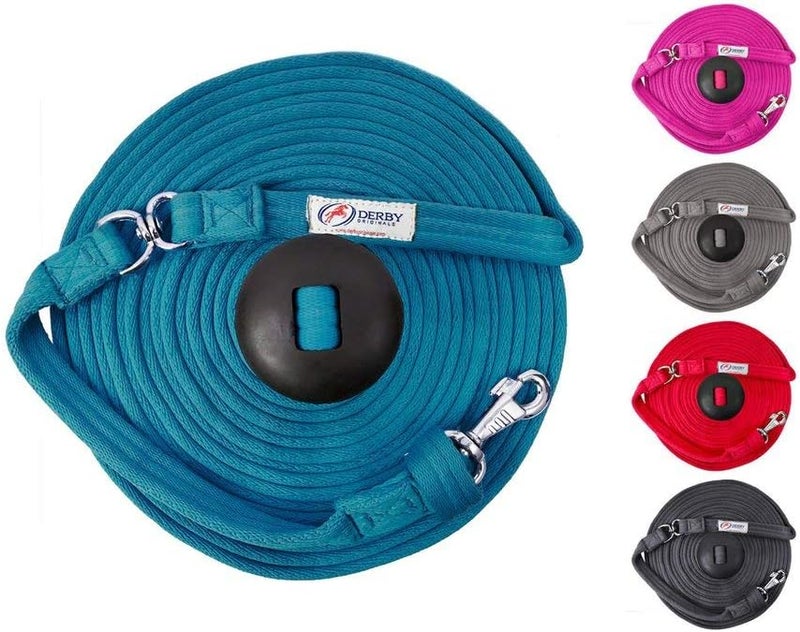 Paris Tack Premium Horse Training Super Soft Grip Swivel Lunge Line with Rubber Stopper with 6 Month Warranty and Replaceable Snap - Image 1