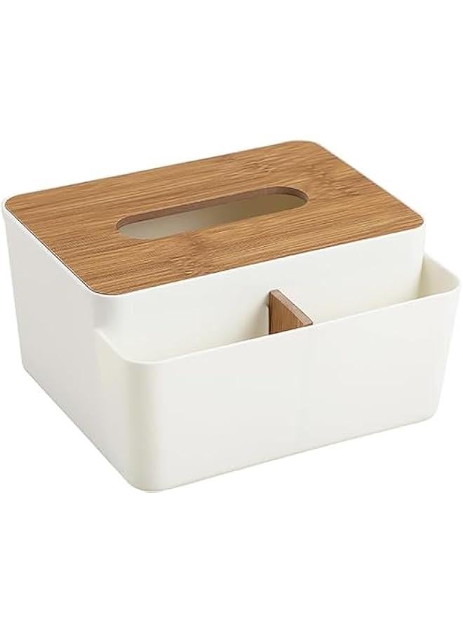 HOOKOR Multifunctional Storage Tissue Box with Lifting Shrapnel, Nightstand Desktop Car Organizer with Remote Control Holder and Belongings Holder (Small) - Image 1