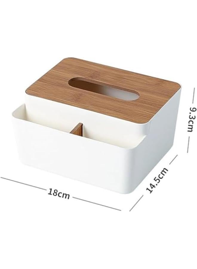 HOOKOR Multifunctional Storage Tissue Box with Lifting Shrapnel, Nightstand Desktop Car Organizer with Remote Control Holder and Belongings Holder (Small) - Image 2