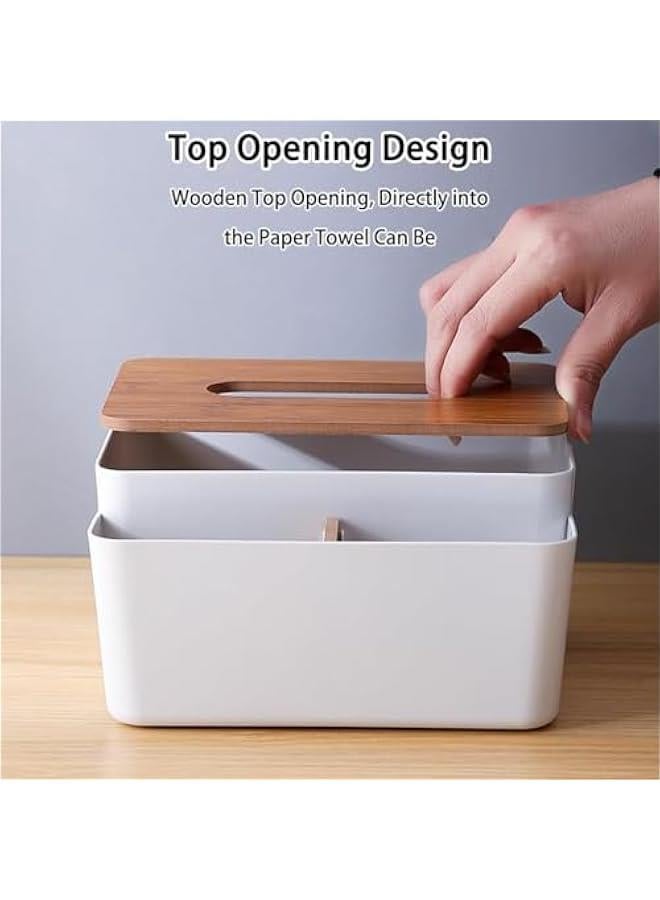 HOOKOR Multifunctional Storage Tissue Box with Lifting Shrapnel, Nightstand Desktop Car Organizer with Remote Control Holder and Belongings Holder (Small) - Image 3