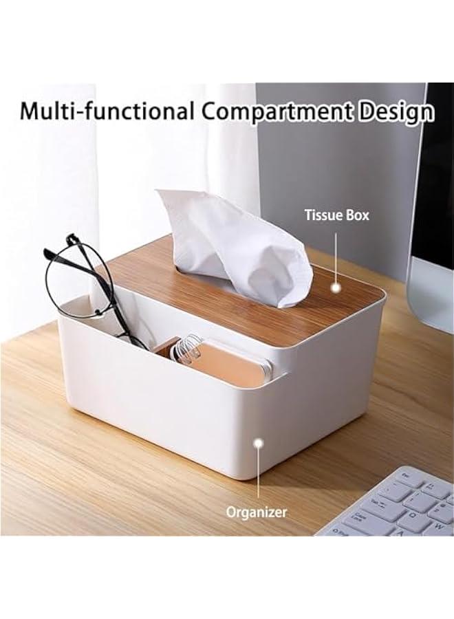 HOOKOR Multifunctional Storage Tissue Box with Lifting Shrapnel, Nightstand Desktop Car Organizer with Remote Control Holder and Belongings Holder (Small) - Image 5
