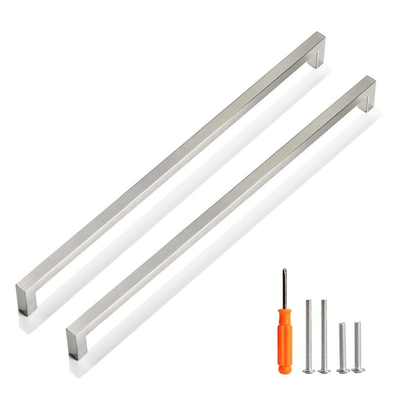 Redunest Cabinet Pulls Brushed Nickel Cabinet Handles Square Drawer Pulls 10 Pack 15 Inch Stainless Steel Kitchen Door Cupboard Cabinet Handles Cabinet Hardware Drawer Handles 384mm Hole Centers - Image 2