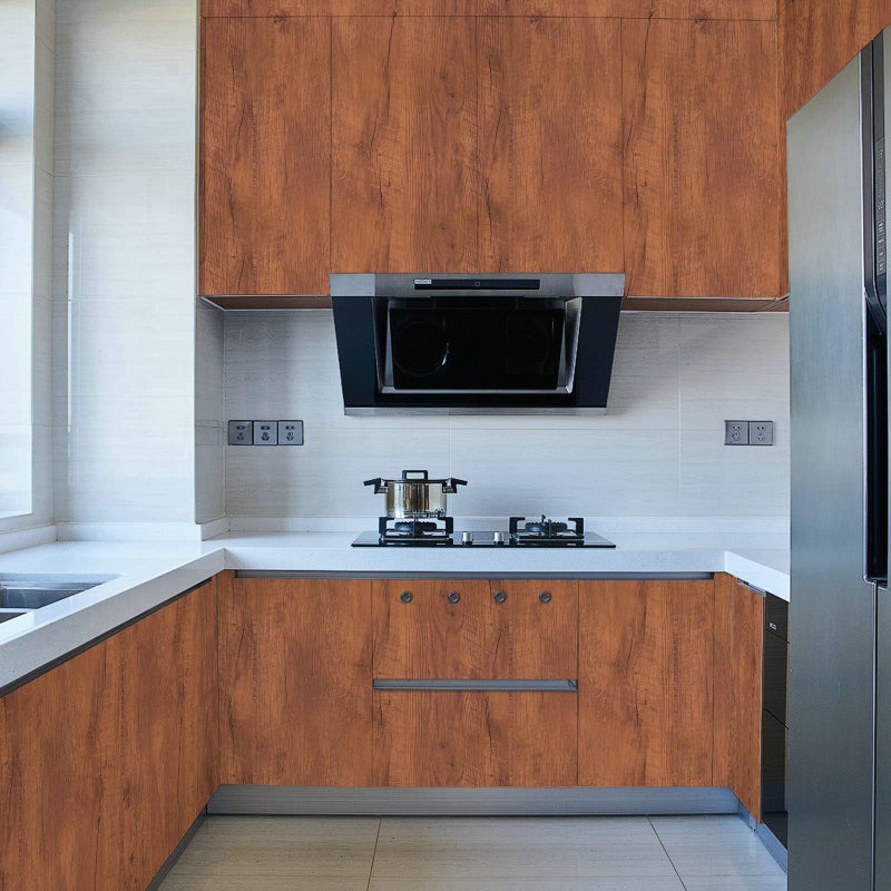 Decoroom ورق جدران بني بتصميم خشبي قابل للإزالة 17.7" × 394" لاصق ذاتيًا سهل التطبيق للأثاث القديم وخزائن المطبخ - Image 3