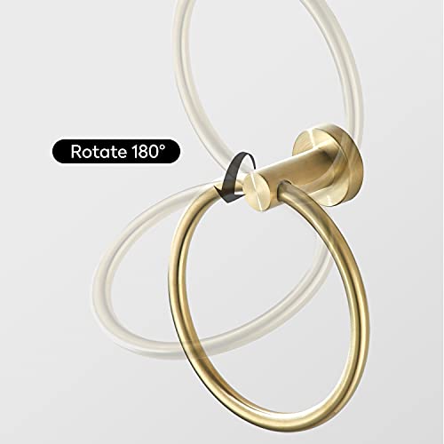 FAIRGIA Toilet Paper Holder Towel Ring Brushed Gold Bathroom Hardware Hand Towel Holder Bathroom Accessories Set Wall Mount Stainless Steel 2 Pieces - Image 4