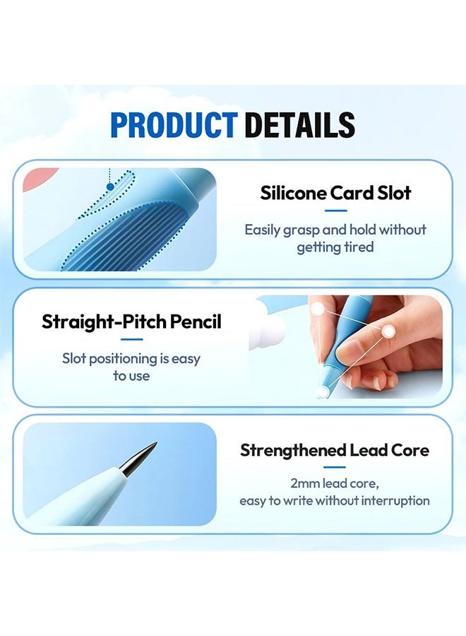 كوانتوم ٤ أقلام رصاص أوتوماتيكية بقبضة تصحيحية، أقلام رصاص ميكانيكية مع عبوات إعادة تعبئة الرصاص وممحاة، لتدريب المبتدئين على تصحيح وضعية الكتابة - Image 2