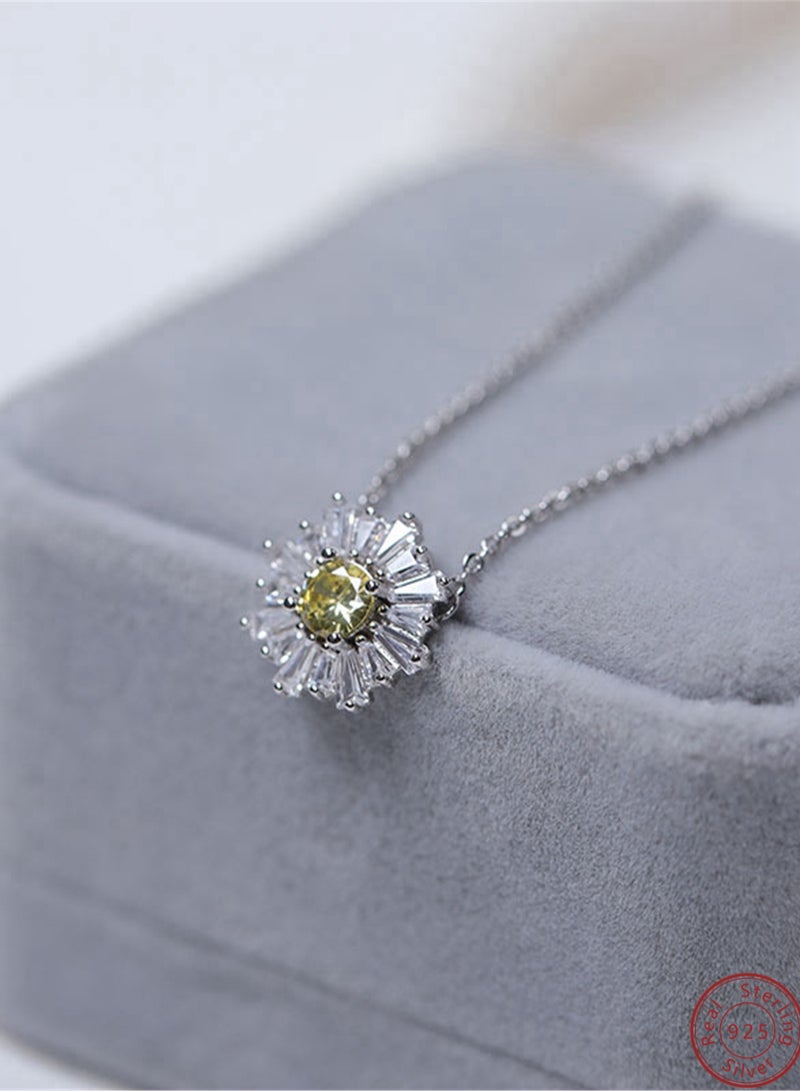A full-body 925 silver sunflower inlaid zirconia necklace gift box, fashionable luxury valentine's thrift, gift temperament, versatile girl  - Image 4