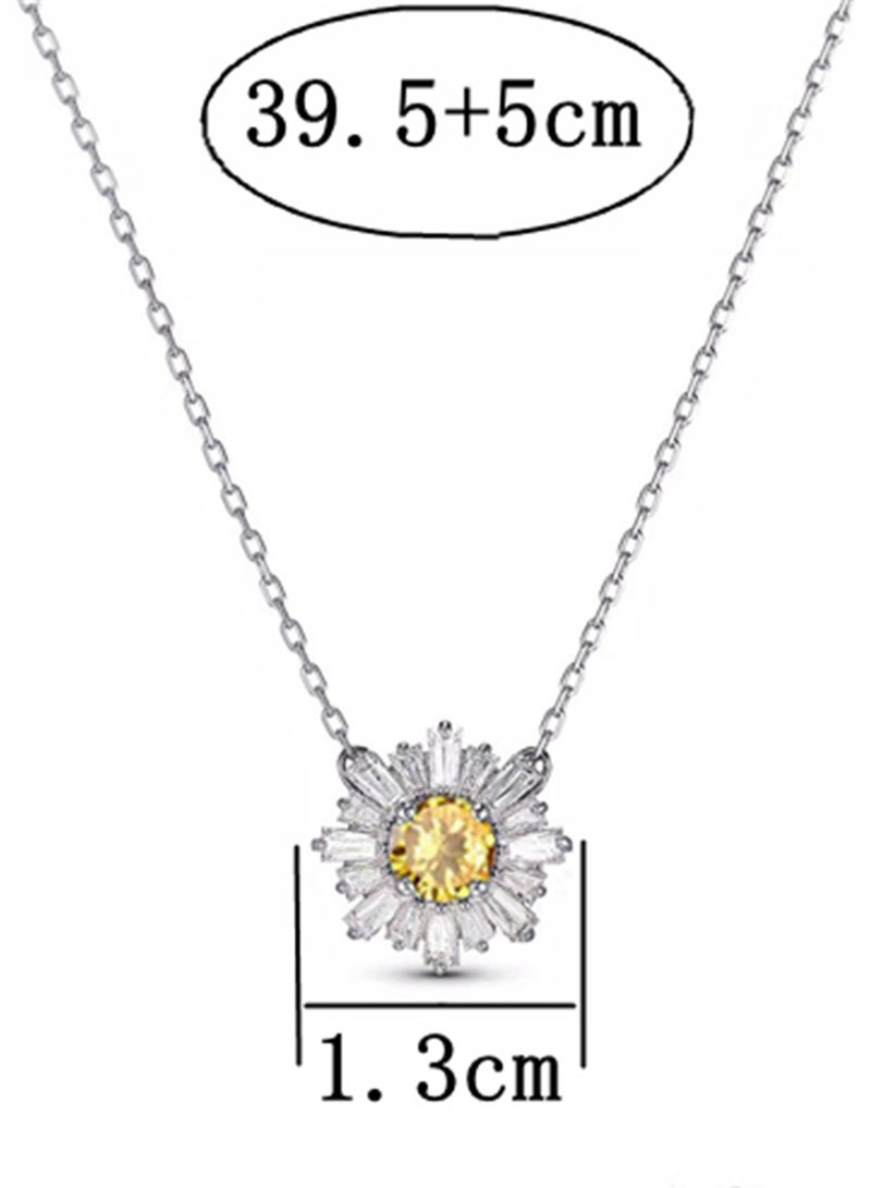 A full-body 925 silver sunflower inlaid zirconia necklace gift box, fashionable luxury valentine's thrift, gift temperament, versatile girl  - Image 3