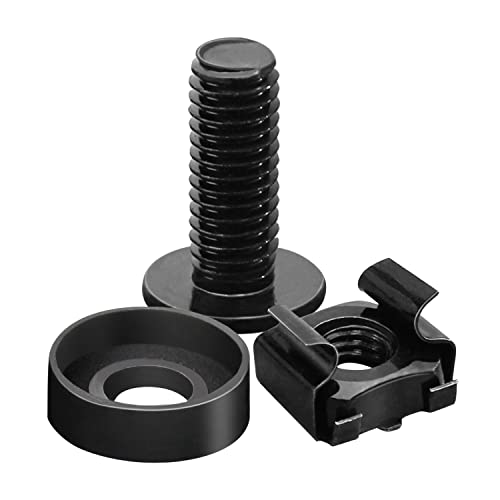 Leadrise 50-Pack M6 x 16mm Computer Rack Mount Cage Screws, Nuts & Washers for Server Cabinet - Black - Image 1