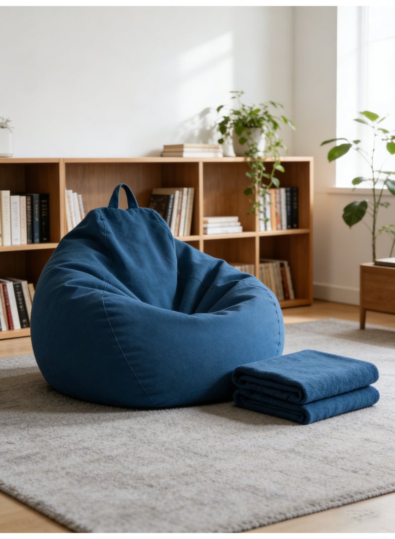 عربست حشو حقيبة فاصوليا كرسي غطاء -لا تعبئة 80x90cm (أزرق), Lazy Sofa Lounger المقعد للبالغين والأطفال - Image 1