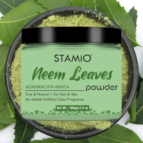 STAMIO Neem Leaves Powder 100 gm for Face Pack, Skin Care, Hair Mask, Plants, Acne, Pimples | Sun Dried Natural Azadirachta Indica | Suitable For All Skin Types Men & Women use | In Jar 3.53 oz - Image 5