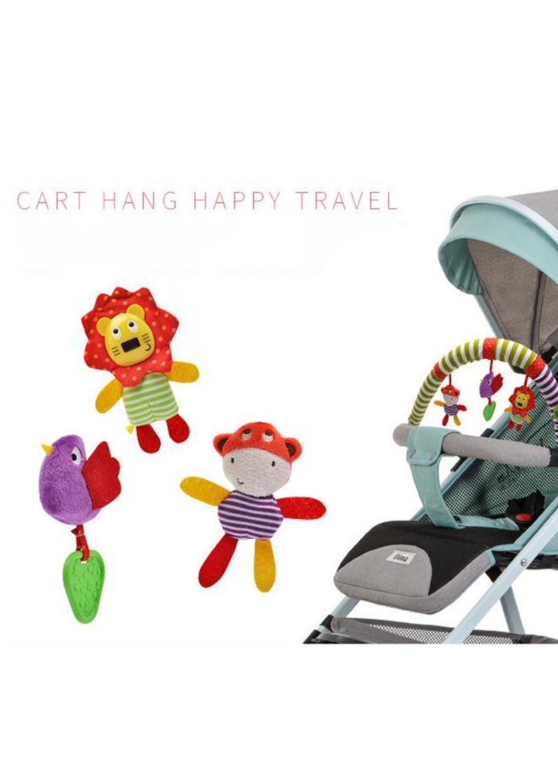 Soft Plush Animal Hanging Toys for Baby Stroller and Crib Zebra, Lion, Monkey Activity Bar with Squeak and Rattle Teether - Image 3