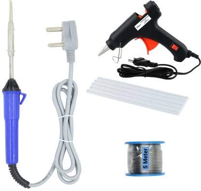 Hillgrove 4in1 Soldering Iron Kit With Glue Gun Combo Kit Set 25 W Simple (Flat, Pointed Tip) - Image 1