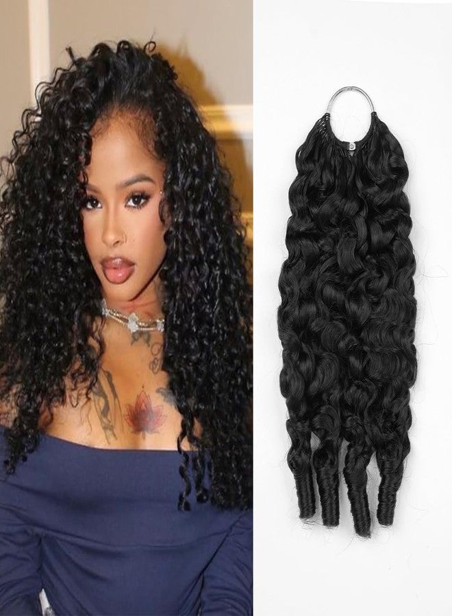 ASHINE Burmese Curly Feather Crochet Human Hair for Black Women Miracle Knots Crochet Human Hair 18 Inch 60g Natural Black Extension 50 Strands for Summer - Image 1