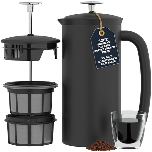 ESPRO P7 French Press Coffee Maker - Double-Walled Stainless Steel Insulated with Micro-Filter, 32 Ounces, Matte Black - Image 1