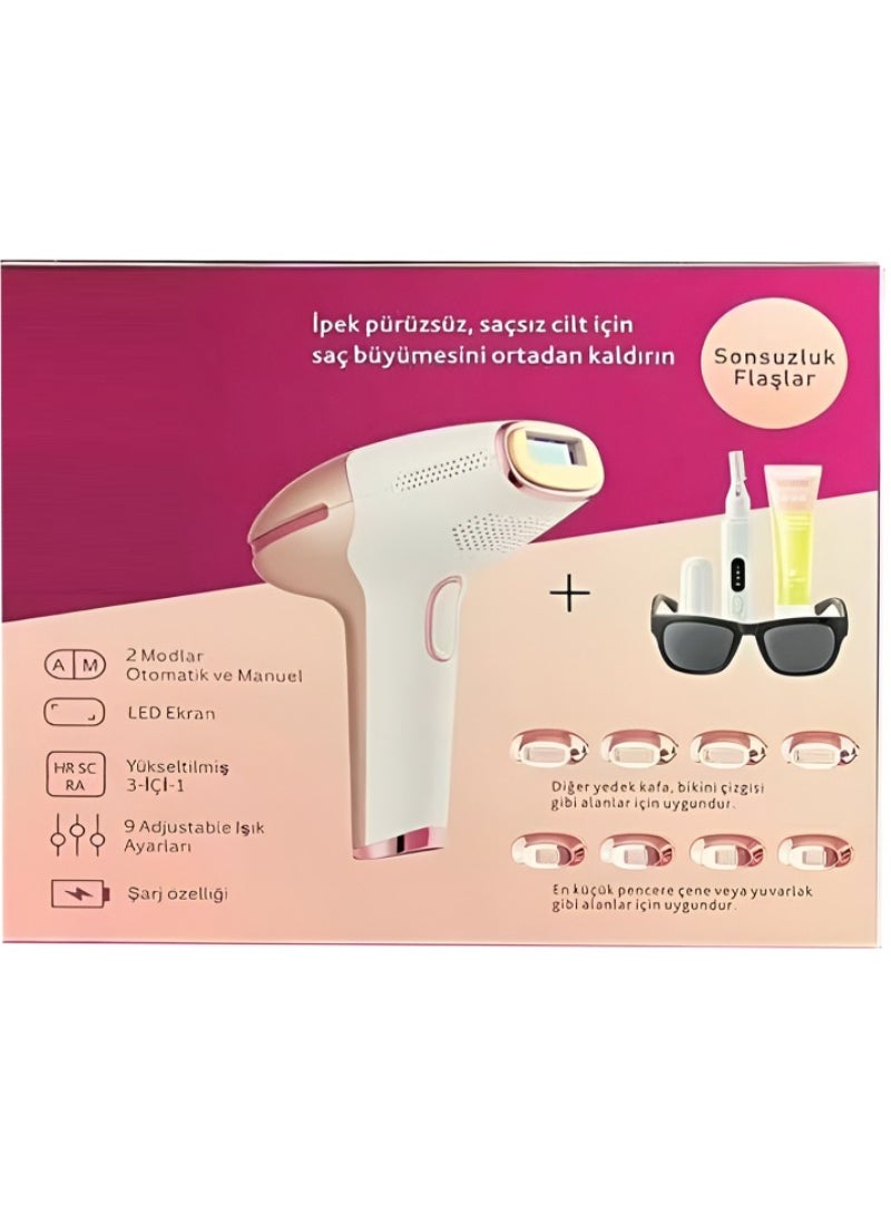 Cordless IPL Hair Removal Device for Women & Men Permanent Laser Hair Remover with 9 Intensity Levels, Smart LED Display, Automatic & Manual Flash Modes for Home Use